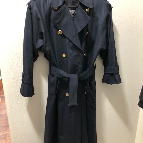 VINTAGE BURBERRYS’ WOMEN’s 8P Trench Coach Long Navy